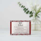Elegante parel, rood lint & Sparkle QR-code Informatiekaartje (Staand voorkant)