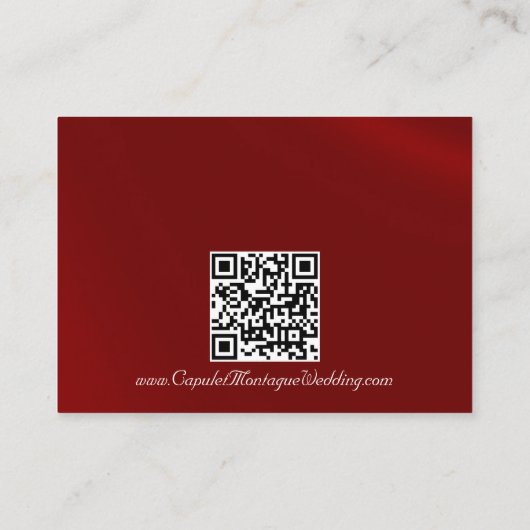 Elegante parel, rood lint & Sparkle QR-code Informatiekaartje (Achterkant)