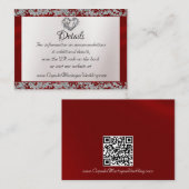 Elegante parel, rood lint & Sparkle QR-code Informatiekaartje (Voorkant / Achterkant)