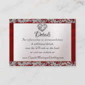 Elegante parel, rood lint & Sparkle QR-code Informatiekaartje (Voorkant)