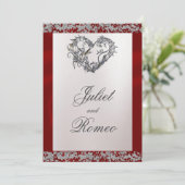 Elegante parel, rood lint & sprankeling kaart (Staand voorkant)