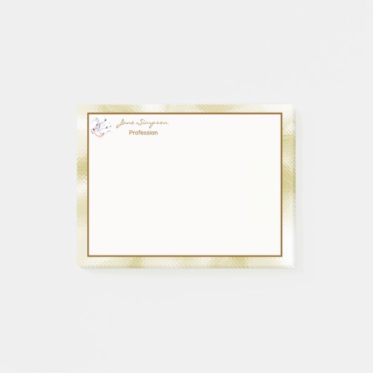 Elegante parelmoer gouden textuur post-it® notes (Voorkant)