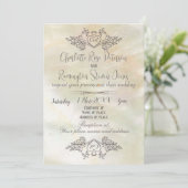 Elegante parelmoer perzik bruiloft kaart (Staand voorkant)