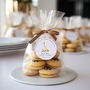 Elegante Parels en Prosecco Bruidsdiner Ronde Sticker