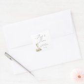 Elegante Parels en Prosecco Bruidsdiner  Vierkante Sticker (Envelop)