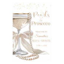 Elegante Parels en Prosecco Bruidsfeest Poster