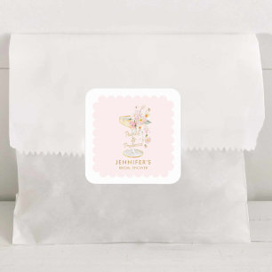 Elegante Parels en Prosecco Bruidsfeest Sticker
