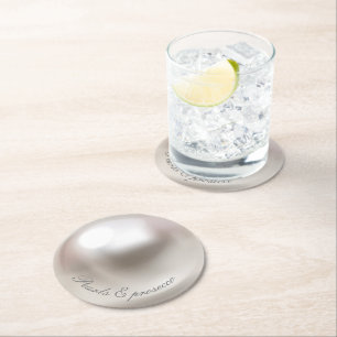Elegante parels en prosecco bruidsuitnodiging ronde kartonnen onderzetter
