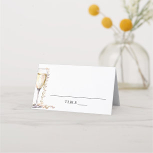 Elegante Parels en Prosecco Gevouwen Plaatskaart