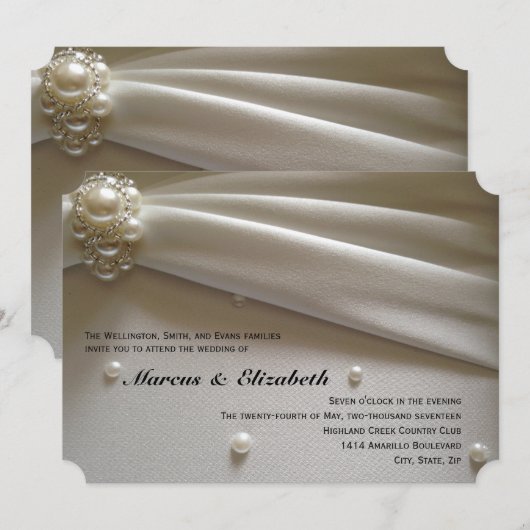 Elegante Parels Ivoor Cream Wedding Invitation Kaart (Voorkant / Achterkant)