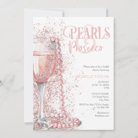 Elegante Parels & Prosecco Boho Blush Roze Zomer Kaart (Voorkant)