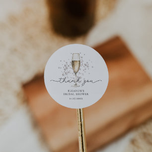 Elegante Parels & Prosecco Bruidsdiner Ronde Sticker