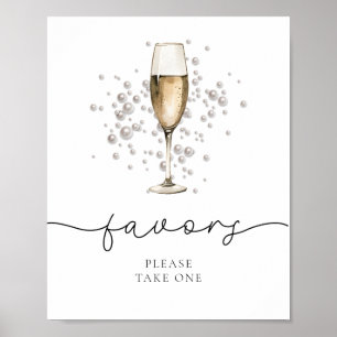 Elegante parels & Prosecco Vrijgezellenfeest Favor Poster