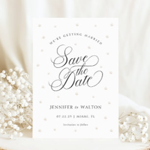 Elegante Parels Wedding Save the Date Kaart