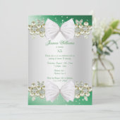 Elegante Pareltjes & Bow Green Verjaardag Kaart (Staand voorkant)