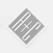 Elegante Paren Wit & Grijze Initails | Servet (Hoek)
