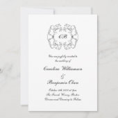 Elegante  Parijse zwart-wit bruiloft Kaart (Voorkant)