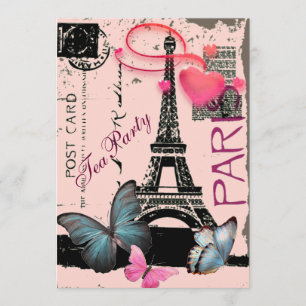 Elegante Paris Eiffel Tower Vintage bruiloft Kaart