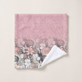 Élégante Parties scintillant dorée rose floral Gra (Gant de toilette)