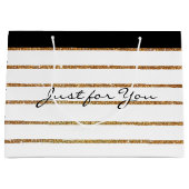 Elégante Parties scintillant dorée Sac cadeau rayé (Devant)