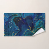 Elégante parties scintillant en marbre bleu faux o (Serviette à main)