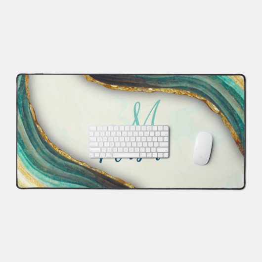 Élégante parties scintillant en marbre vert émerau (Clavier et souris)