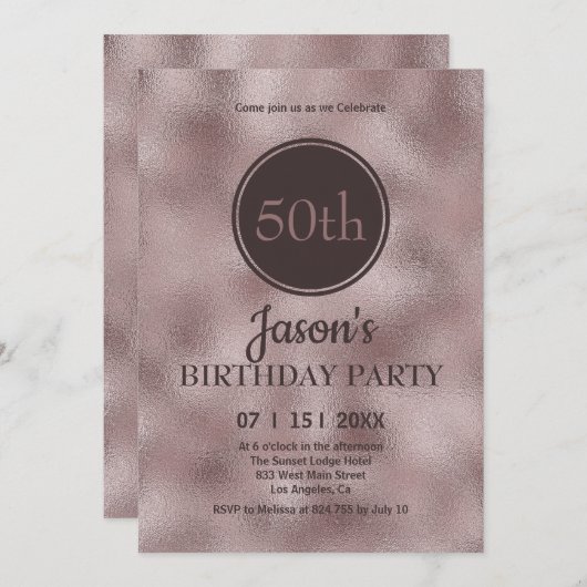 Elégante Parties scintillant Faux Invitation Anniv (Devant / Derrière)