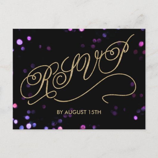 Elégante Parties scintillant Gold Script carte pos (Devant)