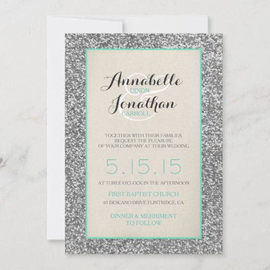 Elégante Parties scintillant Mariage Faire-part (Devant)