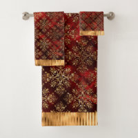 Elégante Parties scintillant or Damask Bourgogne R