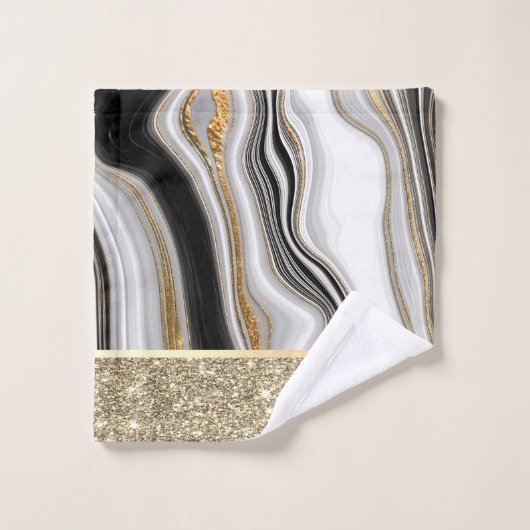 Elégante Parties scintillant or élégant Marbre noi (Gant de toilette)