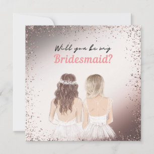 Élégante Parties scintillant rose Bridesmaid Carte