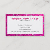 Élégante Parties scintillant rose Carte de visite  (Dos)