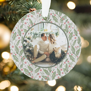 Elegante Pas Getrouwd Nieuwgetrouwd Foto Kerstmis Ornament