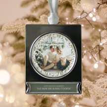 Elegante Pas Getrouwd Nieuwgetrouwd Foto Kerstmis