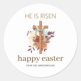 Elegante Pasen Bloemen Kalligrafie Christelijk Kru Ronde Sticker