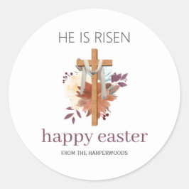 Elegante Pasen Bloemen Kalligrafie Christelijk Kru Ronde Sticker