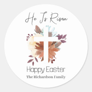 Elegante Pasen Bloemen Kalligrafie Christelijk Kru Ronde Sticker