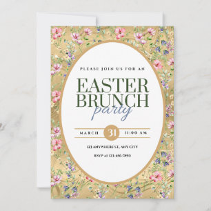 Elegante Pasen Brunch Feest Bloemige Aankondiging