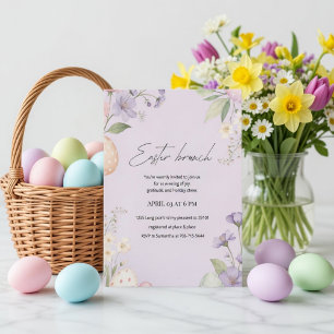 Elegante Pasen Brunch Pastel Bloemrijke Lente Kaart