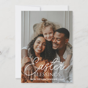 Elegante Pasen Zegeningen Paaseieren Familiefoto Feestdagenkaart