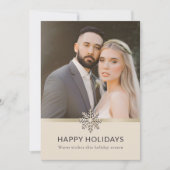 Elegante Passen getrouwd eerste vakantie fotokaart Feestdagenkaart (Voorkant)