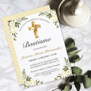 Elegante Pastel Bautizo Amarillo Bebé Kaart
