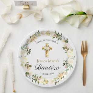 Elegante Pastel Bautizo Amarillo Bebé Papieren Bordje