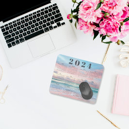 Elegante Pastel Beach Sunset 2024 Jaar Kalender Muismat