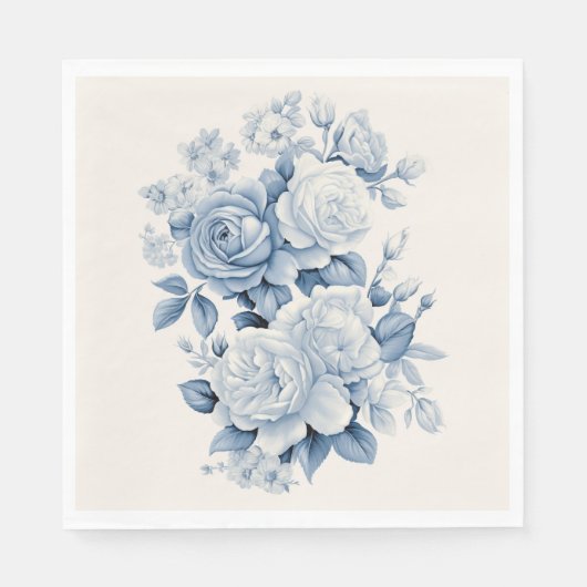 Elegante Pastel Blauwe Waterverf Rozen Servet (Voorkant)