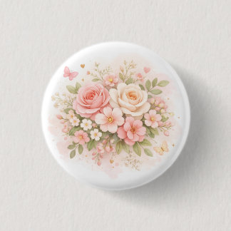 Elegante Pastel Bloem Tas Ronde Button 3,2 Cm