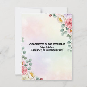 Elegante Pastel Bloemachtige Trouw Uitnodigingskaa Briefkaart