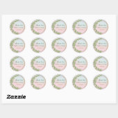 Elegante pastel bloemen Bedankt Trouwfeest Ronde Sticker (Vel)