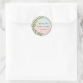 Elegante pastel bloemen Bedankt Trouwfeest Ronde Sticker (Tas)